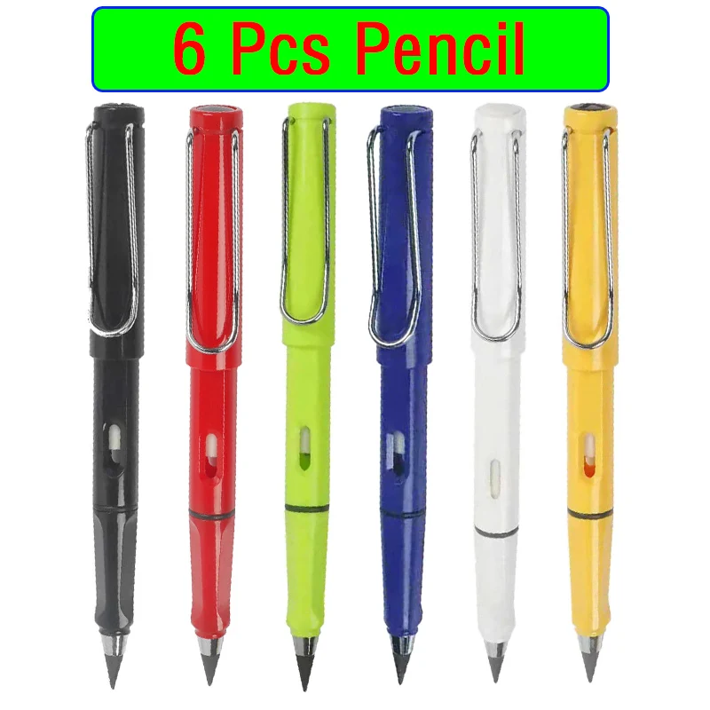 

6 Pcs Unlimited Eternal new Pencil No Ink write fountain Pen Pencil for Writing Art Sketch Painting Kids Gifts kawaii stationery