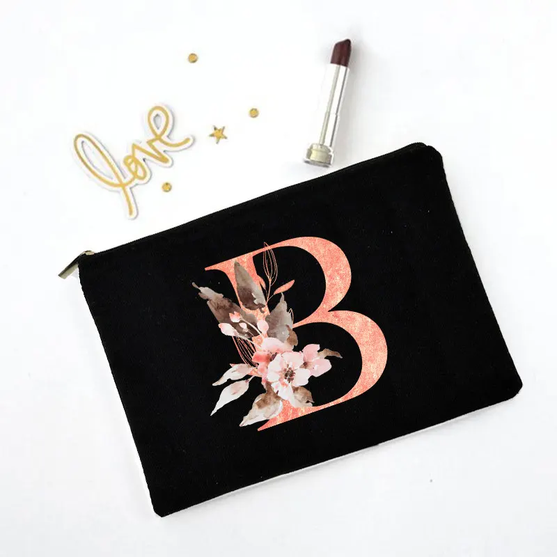 Косметички косметичка женская Цветочный алфавит с принтом для вечерние сумка