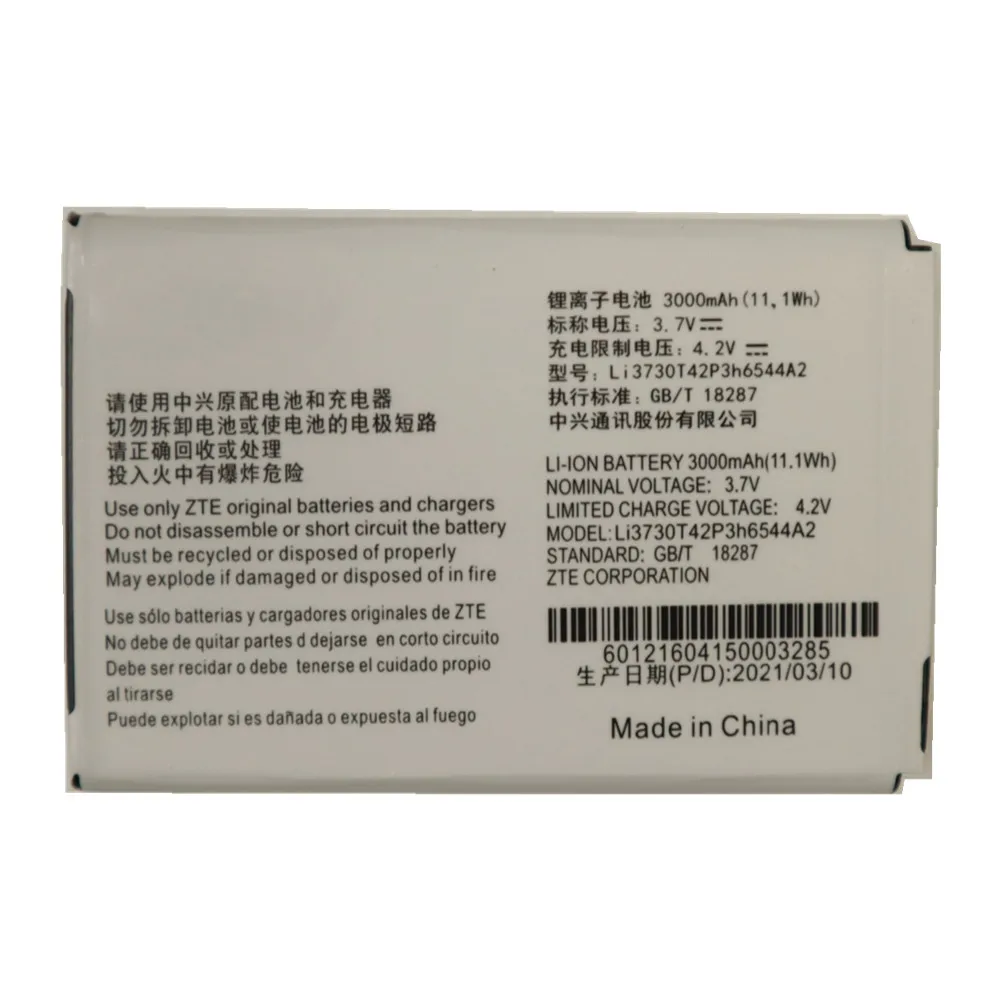 

2121 Years New 3000mAh Li3730T42P3h6544A2 For ZTE MF286 MF279 MF286A MF96 MF96U Z289L T-mobile Sonic 2.0 Wifi Router Battery