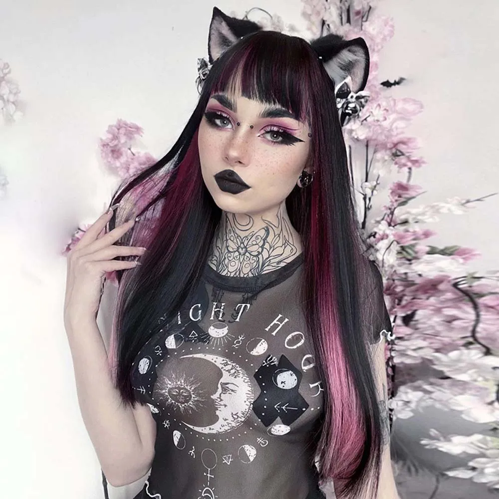 

Модная женская футболка, короткий рукав, круглый вырез, принт Луны, пэчворк, тонкий пуловер, готический стиль, сетка, кружева, Женская Сексуа...