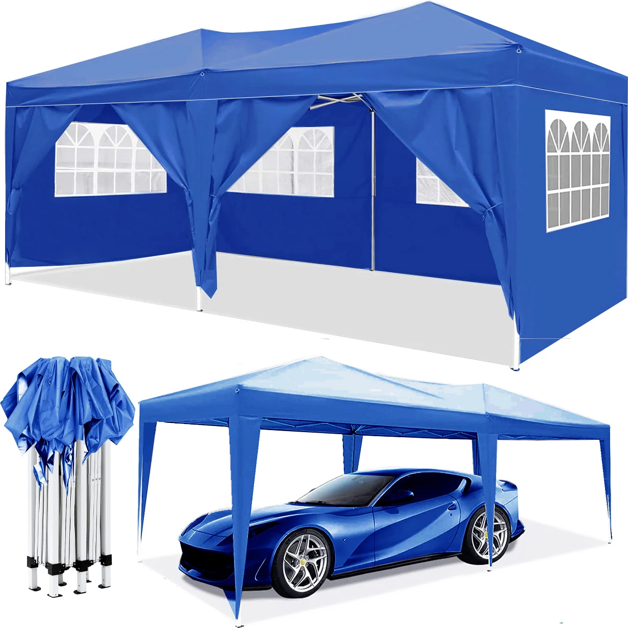 Outdoor Portable Party Folding Tent With 6 Removable Sidewal