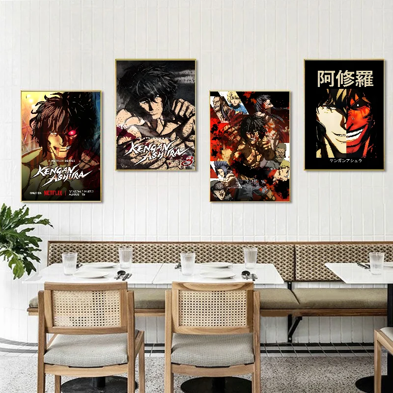 Аниме Kengan Ashura Poster Самоклеящаяся художественная водонепроницаемая бумажная