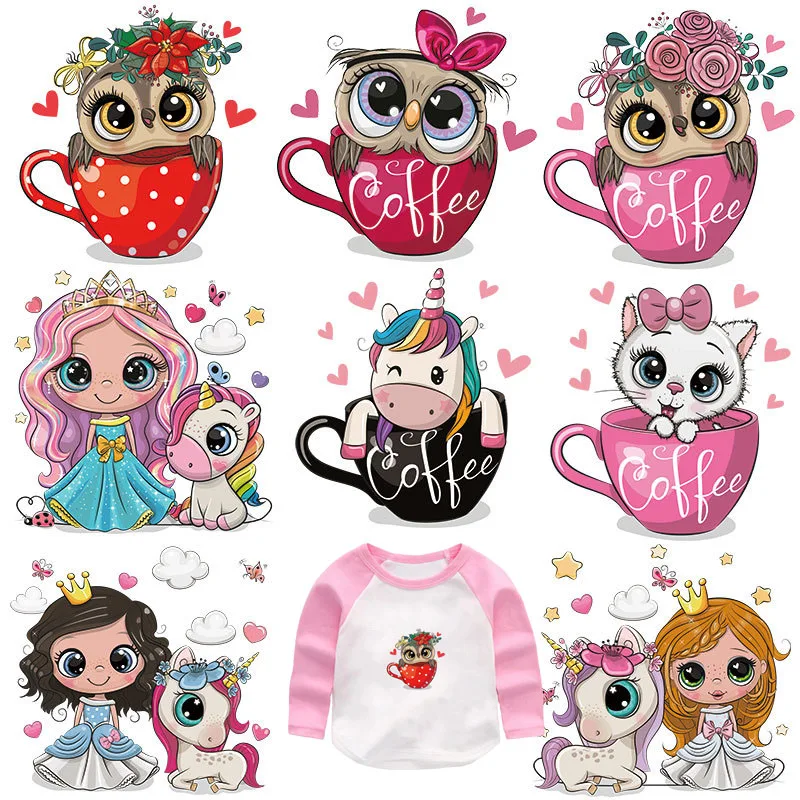 

Ironing Applications for Clothing Children's Patch DIY Washable Cartoon Teacup Owl Iron on Patches Decorative Small Size Sticker