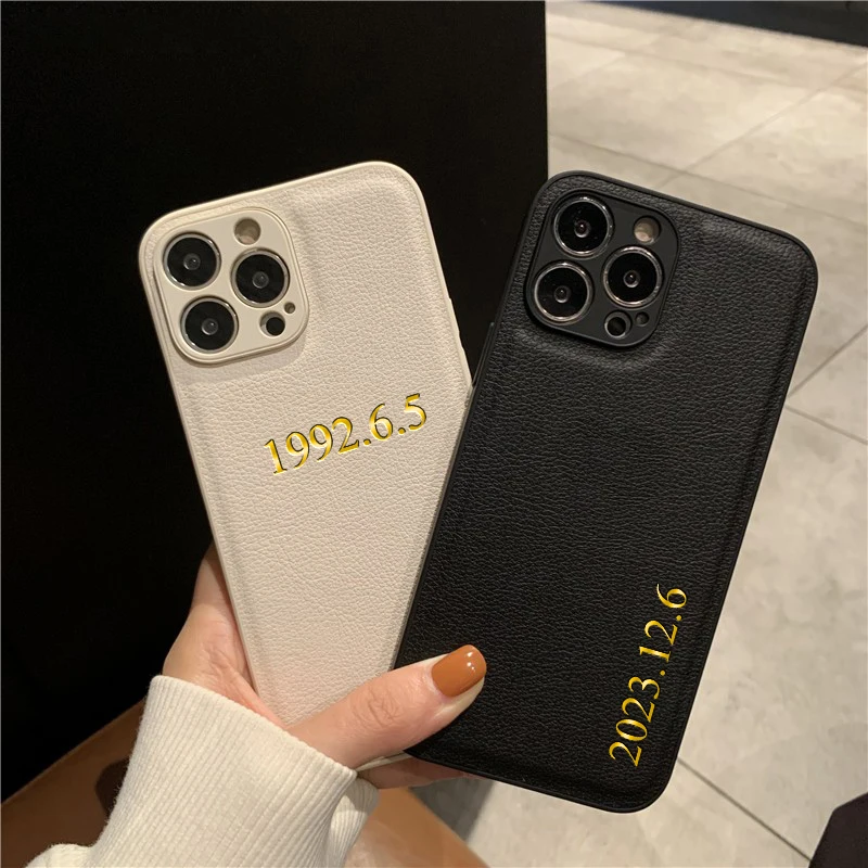 Чехол с персонализированным именем для iPhone 15 14 13 12 11 Pro Max кожаный чехол сделай сам