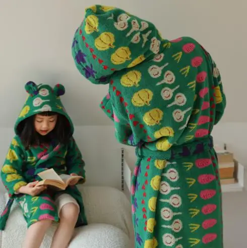 

Darling Family New Vegetables Table Tennis Series Bath Robe Hooded Filial Children Adult Hotel Bathrobe That Occupy The Home