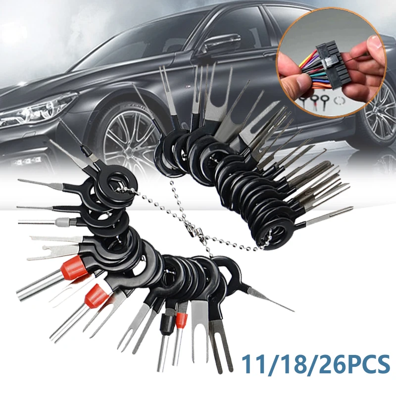 Car Terminal Removal Set Electrical Wiring Crimp Connector Pins Extractor Kit Automobiles Plug Repair Pullers Tools 11/18/26Pcs