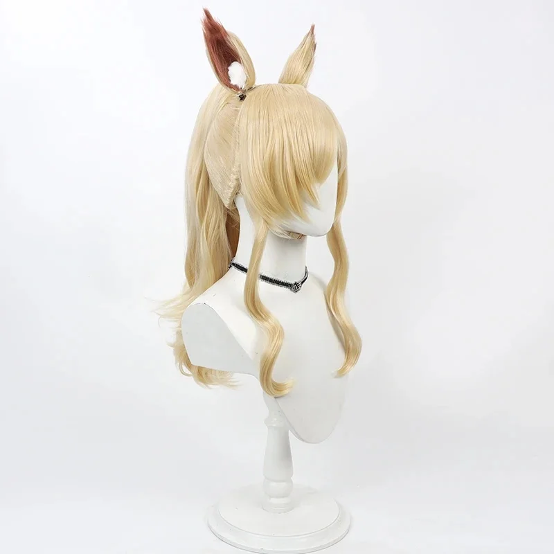 Синий архив Ogata Косплей Канны Wig с ушками 60 см блонд конский хвост синтетические