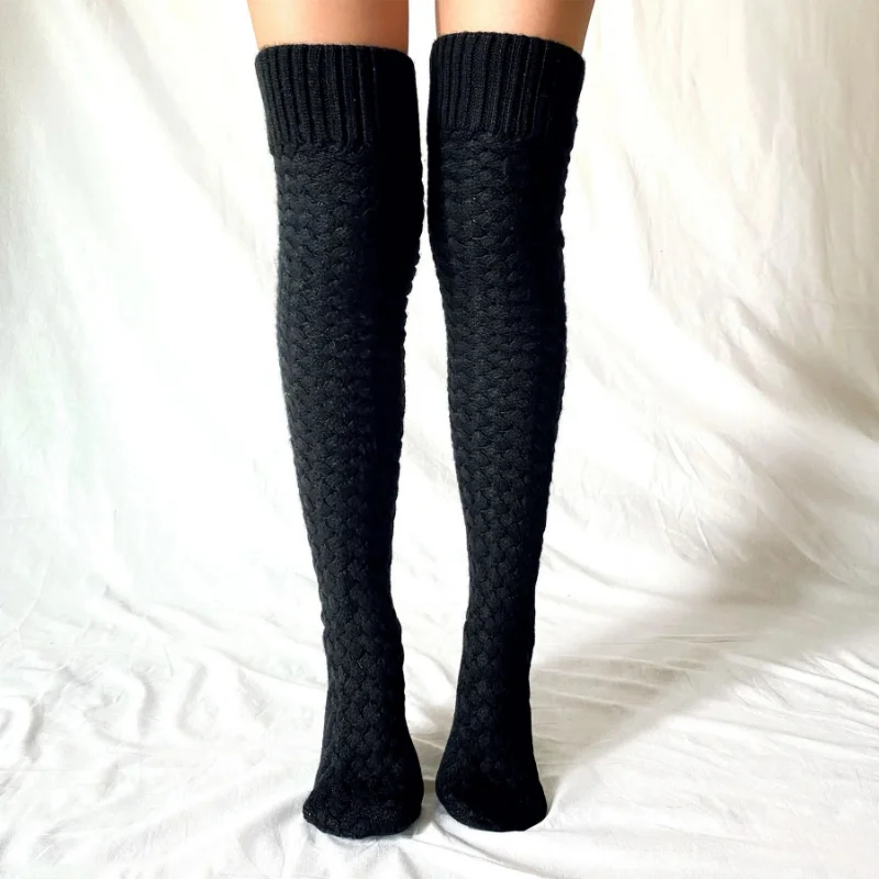 Autumn Winter Female Thigh Sexy Long Stockings Leg Warmers New Twist Knitting Over Knee Stocking Socks Women Wool Socks