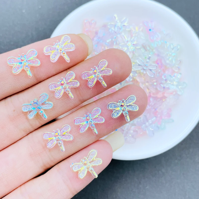 

100 Pcs New Cute Mini Kawaii Mixed Color Dragonfly Resin Figurine Crafts Flatback Cabochon Ornament Jewelry Making Hairwear K45