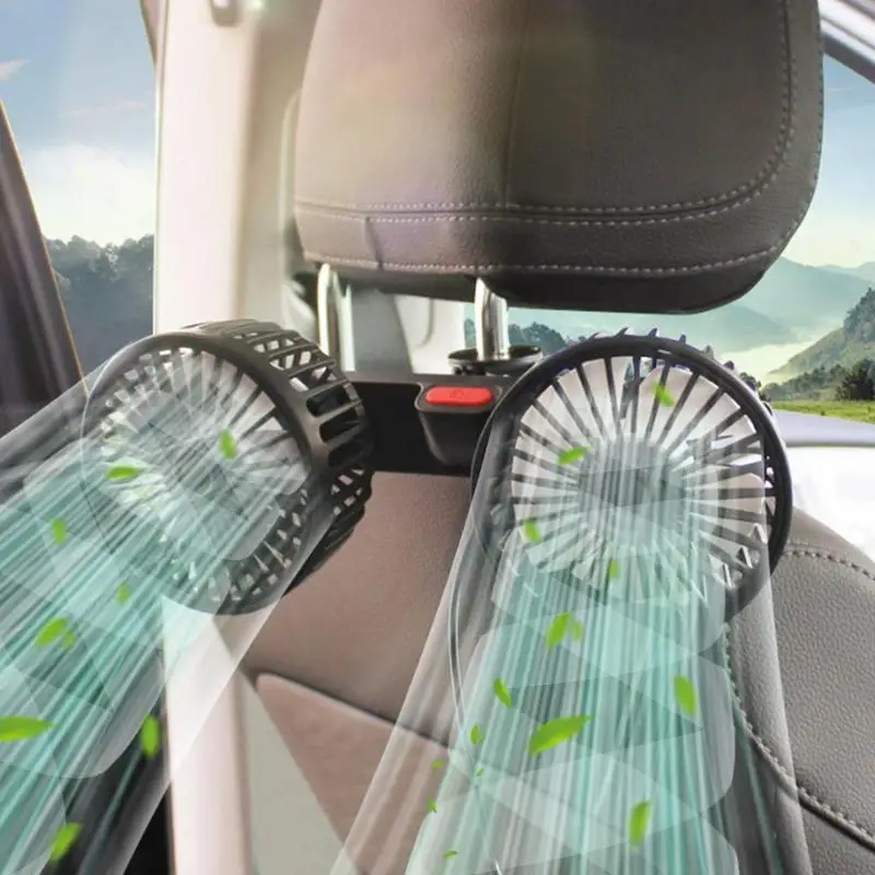 

Car Seat Back Cooling Fan USB Charge Dual Head Fan 360 Degree Rotation Auto Headrest Ventilation Fan Neck Cooler Car Interior