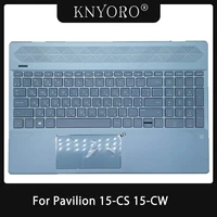 for hp pavilion 15 cs 15 cw tpn q208 tpn q210 laptop palmrest upper case cover with backlit ru us keyboard touchpad blue shell