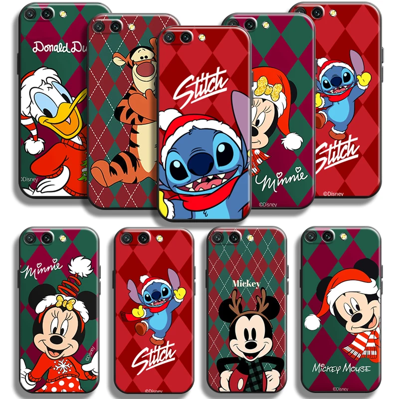 

Disney Mickey Stitch Duck For Huawei Honor 10X 9X Lite Pro Honor 10 10i 9 9A Phone Case Coque Funda TPU Black Liquid Silicon