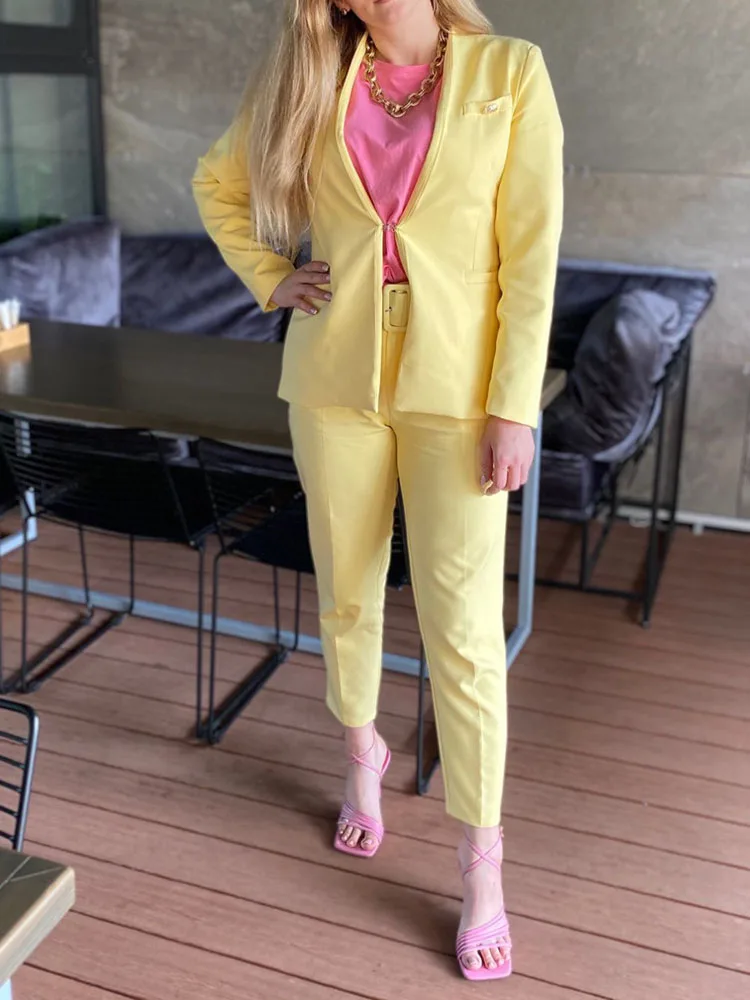 Icclek Women's Blazers Office Ladies Jackets Elegant Coats Female Long Sleeves Tops Femme Streetwear Skinny Mujer Outerwear