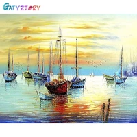 gatyztory paint by number sea boat hand painted painting gift diy pictures by numbers landscape kits drawing on canvas home deco
