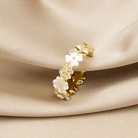 womens ring womens luxury jewelry gold flowers adjustable opening sweet and cute inlaid zircon korean fashion accessories