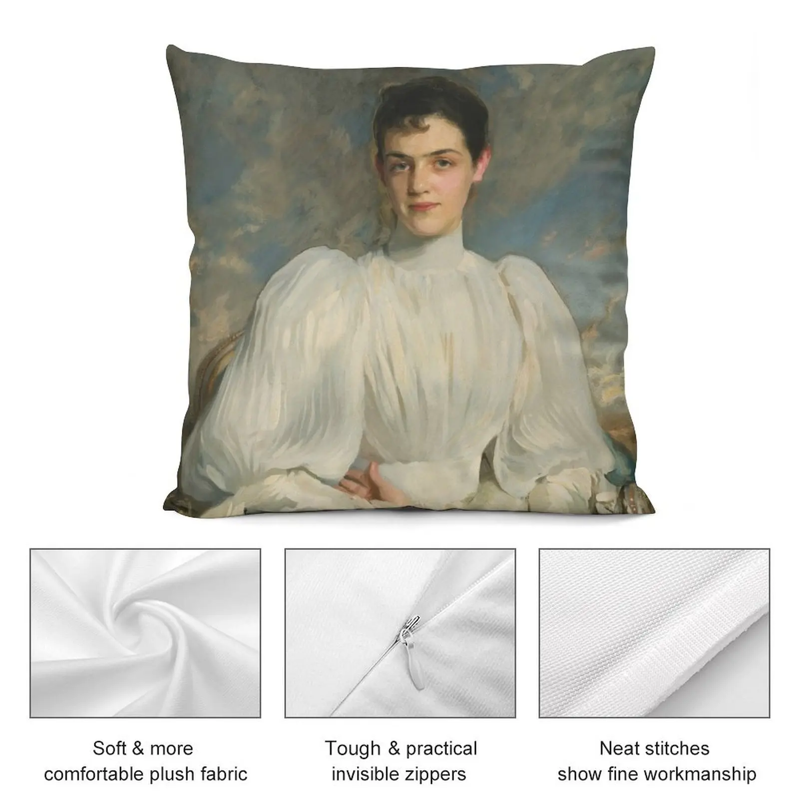 Винтажная Подушка John Singer серебряного цвета с портретом Elsie Wagg c1898 изобразительное