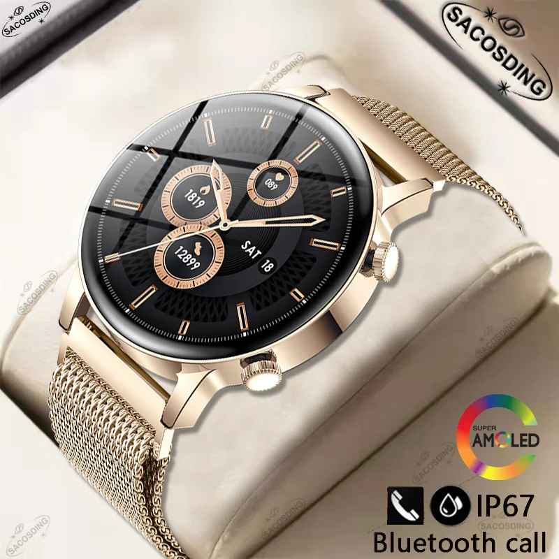 

Новинка 2022, умные часы с Bluetooth и вызовом, женские умные часы с HD экраном AMOLED, Женский умный Браслет, спортивный фитнес-трекер, женские часы