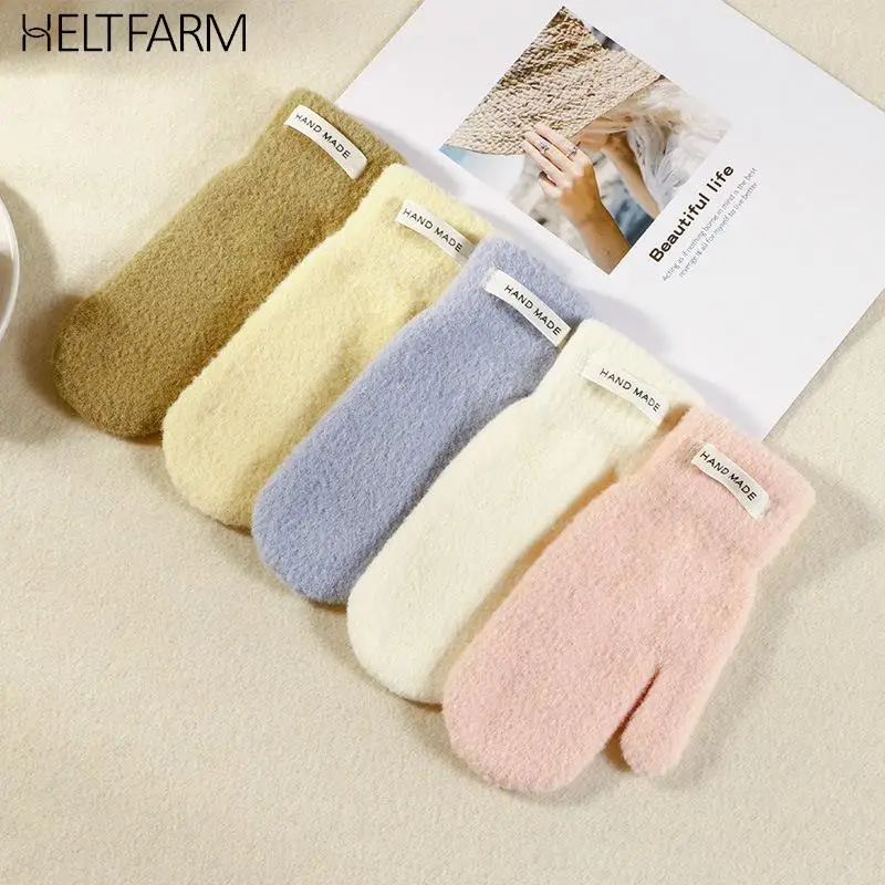 

1 пара, Женские однотонные плюшевые перчатки