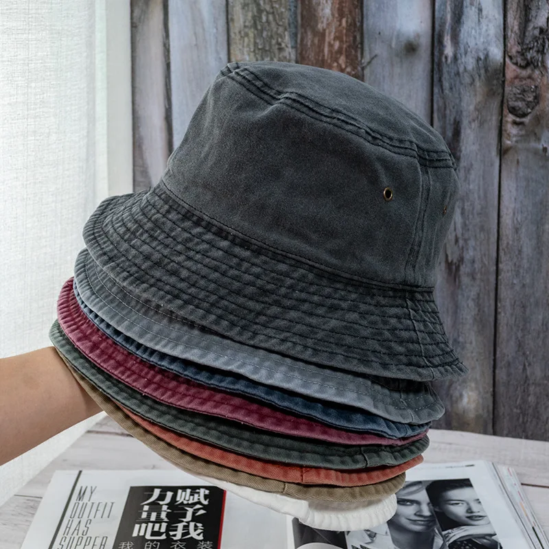 

2021 New Foldable Fisherman Hat Washed Denim Bucket Hats Unisex Fashion Bob Caps Hip Hop Gorros Men Women Panama Bucket Cap Gift