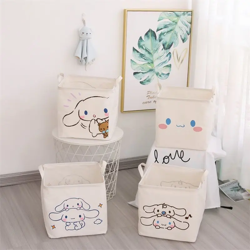 

32Cm Cinnamoroll Cotton Linen Foldable Home Dormitory Dirty Clothes Basket Clothes Snacks Toys Storage Basket Kawaii Anime Gift
