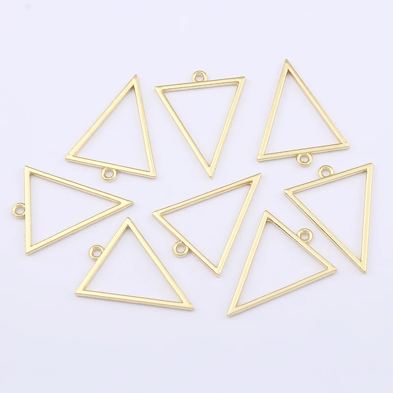 Полые открытые геометрические треугольные серьги 10 шт. золотого цвета, подвески для рукоделия, Ювелирная фурнитура для изготовления ювелирных изделий, аксессуары 35x27 мм