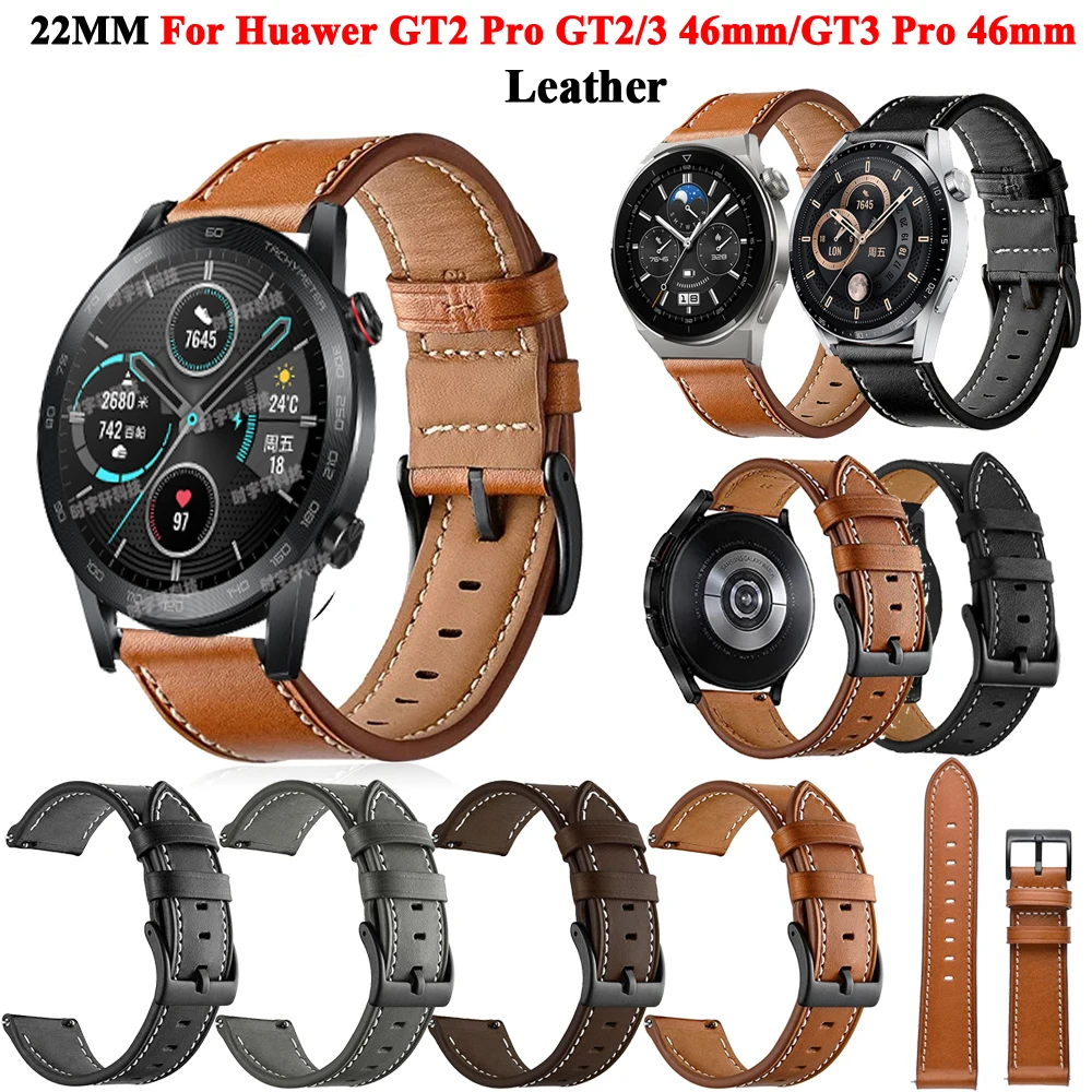 

Ремешок кожаный для Huawei GT 2 3 Runner 46 мм, браслет для наручных часов Huawei Watch 4 3 GT2 Pro GT2e Magic 2 46 мм, 22 мм
