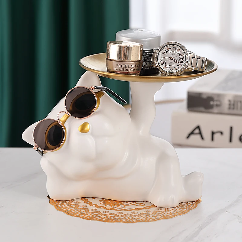 

Resin Home Decor Cat Statue Butler with Tray for Storage Table Live Room Cat Ornaments Decorative Sculpture Craft Gift