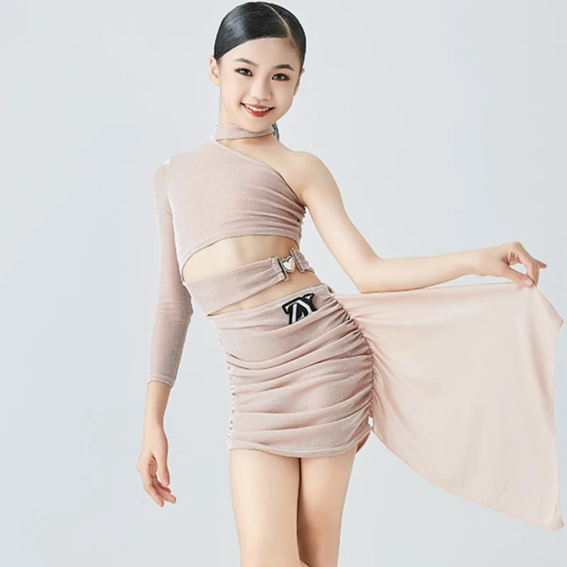 

Kids Single Sleeve Latin Dance Dress Girls Latin Dance Competition Dresses Children'S Ballroom Dance Performance Wear SL9059