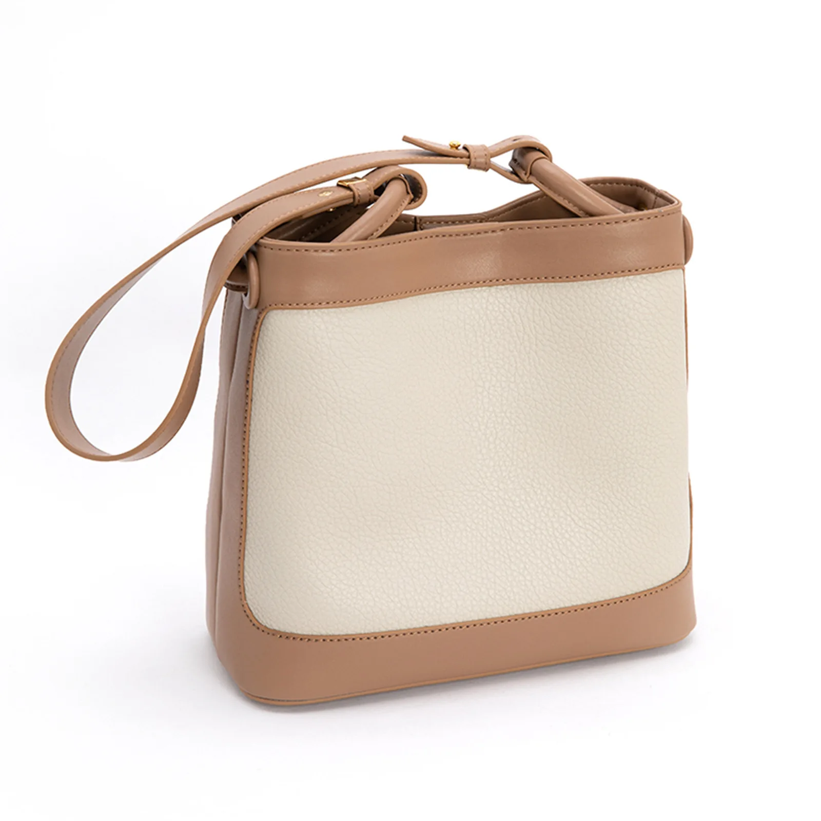 

Women's Leather Handbags Shoulder Messenger Bag Fashion Color Contrast Splicing Solid Color One Shoulder Diagonal Bucket Bag