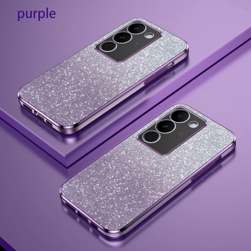 Чехол для VIVO V29 V27 Pro V27E V25E 2023 Блестящий порошковый Гальванизированный Мягкий