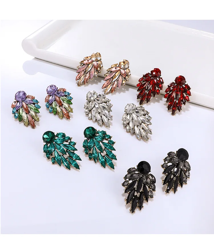 

Rhinestone Earrings Crystal Drop Big Statement Earrings Metal Exaggerated Design Chunky Studs Earrings For Women Jewelry