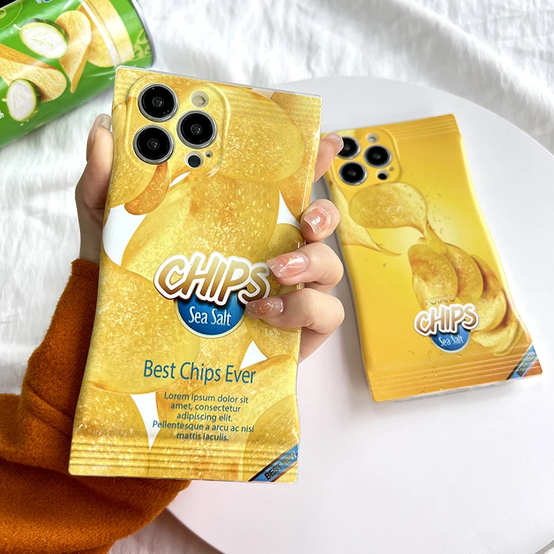 

Creative Potato Chips Phone Case for iPhone 13 Pro 14 12 11 Plus X Xr Xs Max 7 8 SE 2022 2020 Soft TPU Cellphone Cover Funda