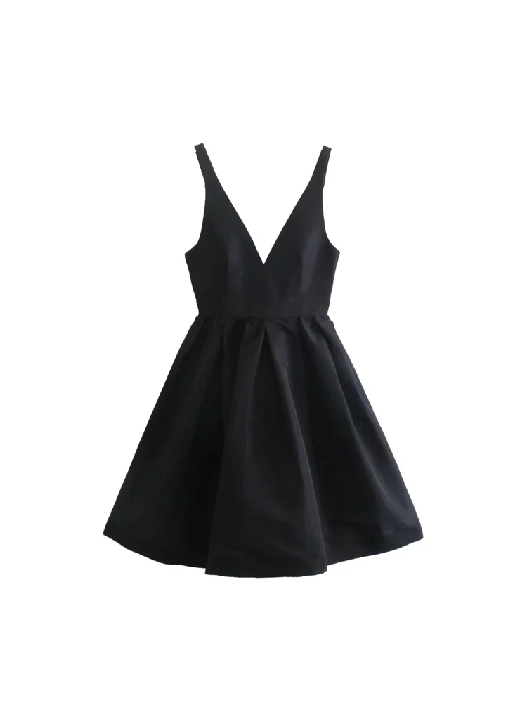 

Женское однотонное платье на бретельках, элегантное праздничное платье-трапеция без рукавов с V-образным вырезом, лето 2022