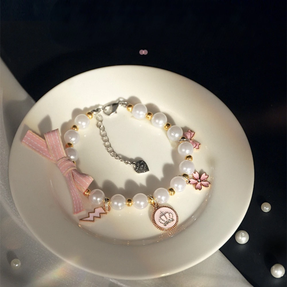 

Summer hot sale imitation natural pearl adjustable cute puppet cat pet cat collar necklace supplies