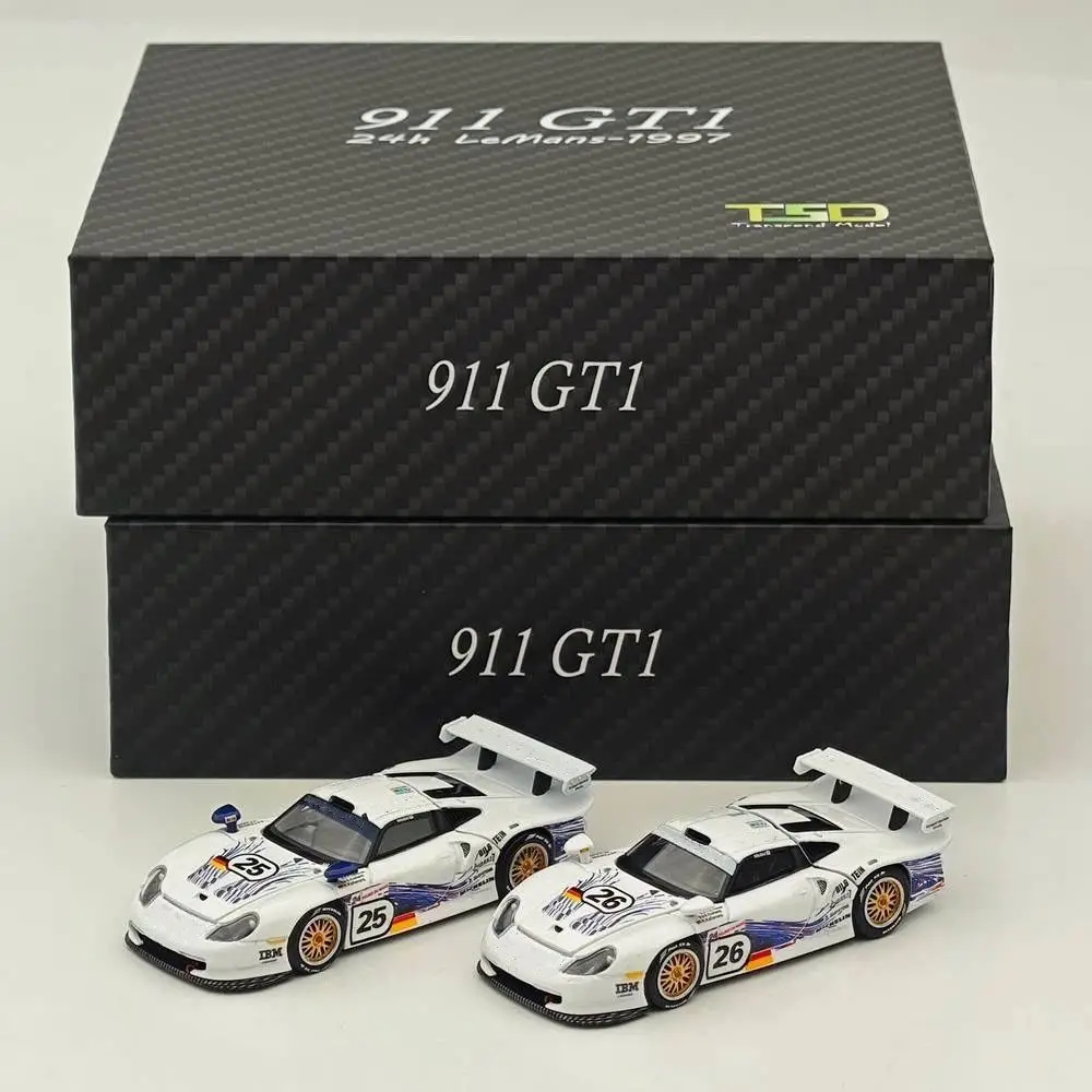 Фото TSD 1:64 911 GT1 24h LeMans 1997 с открывающимся капотом, литая металлическая модель автомобиля, лимитированная коллекция, подарок для хобби-коллекционеров №1