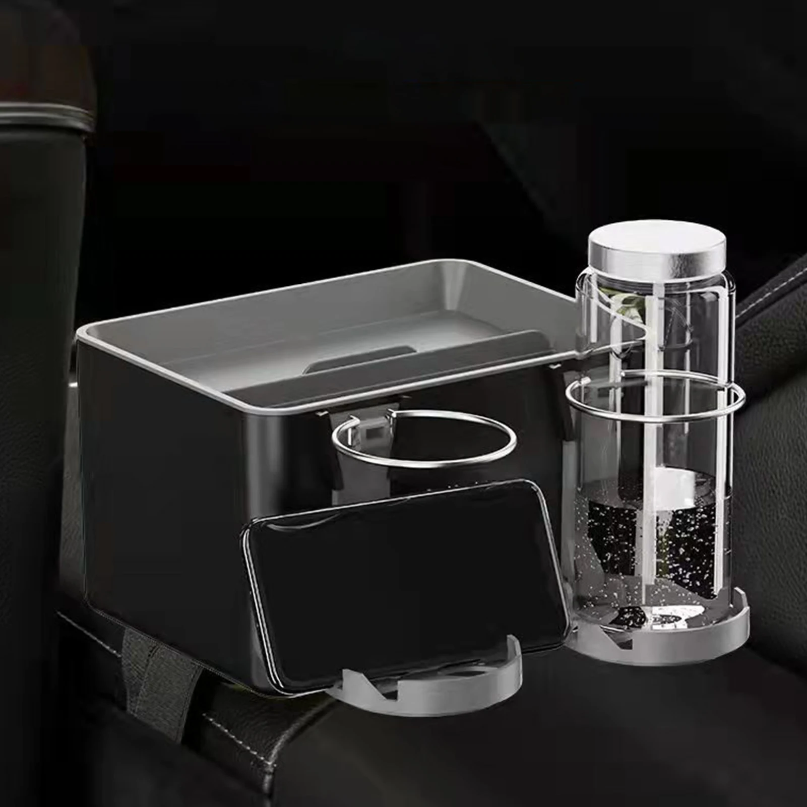 

Car Armrest Storage Box Cup Holders Car Tissue Box Phone Holder With 2 Cup Drink Stand For Tissue Cups Phones Keys Storage DIY
