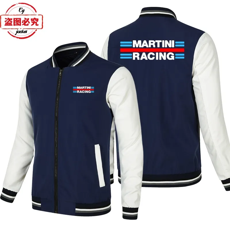 Martini Racing Logo Print Suit Loose Long Sleeve Men's Color Block Top Baseball Jacket