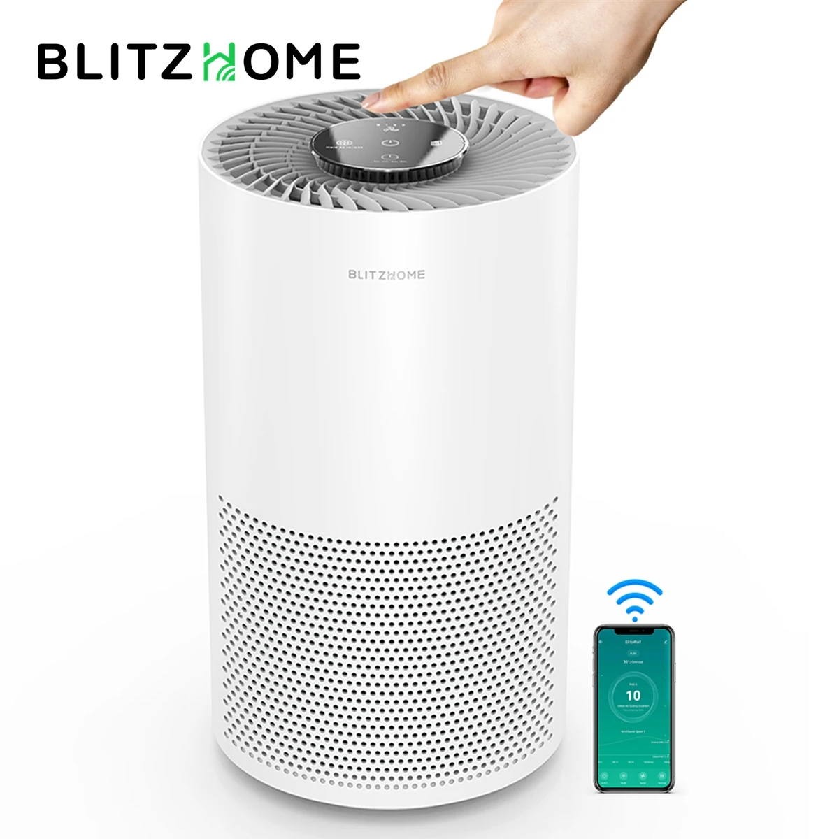 

BlitzHome BH-AP1 Smart Home Air Purifier 2 IN 1 HEPA Filter Air Cleaner Remove Odors Deodorizes Fresh Ozone APP Remote Control