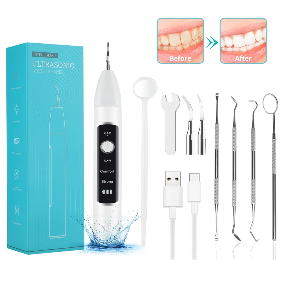 

Ultrasonic Dental Scaler Electric Teeth Cleaner Calculus Tartar Remover High Frequency Sonic Vibration Tooth Cleaning Whitening