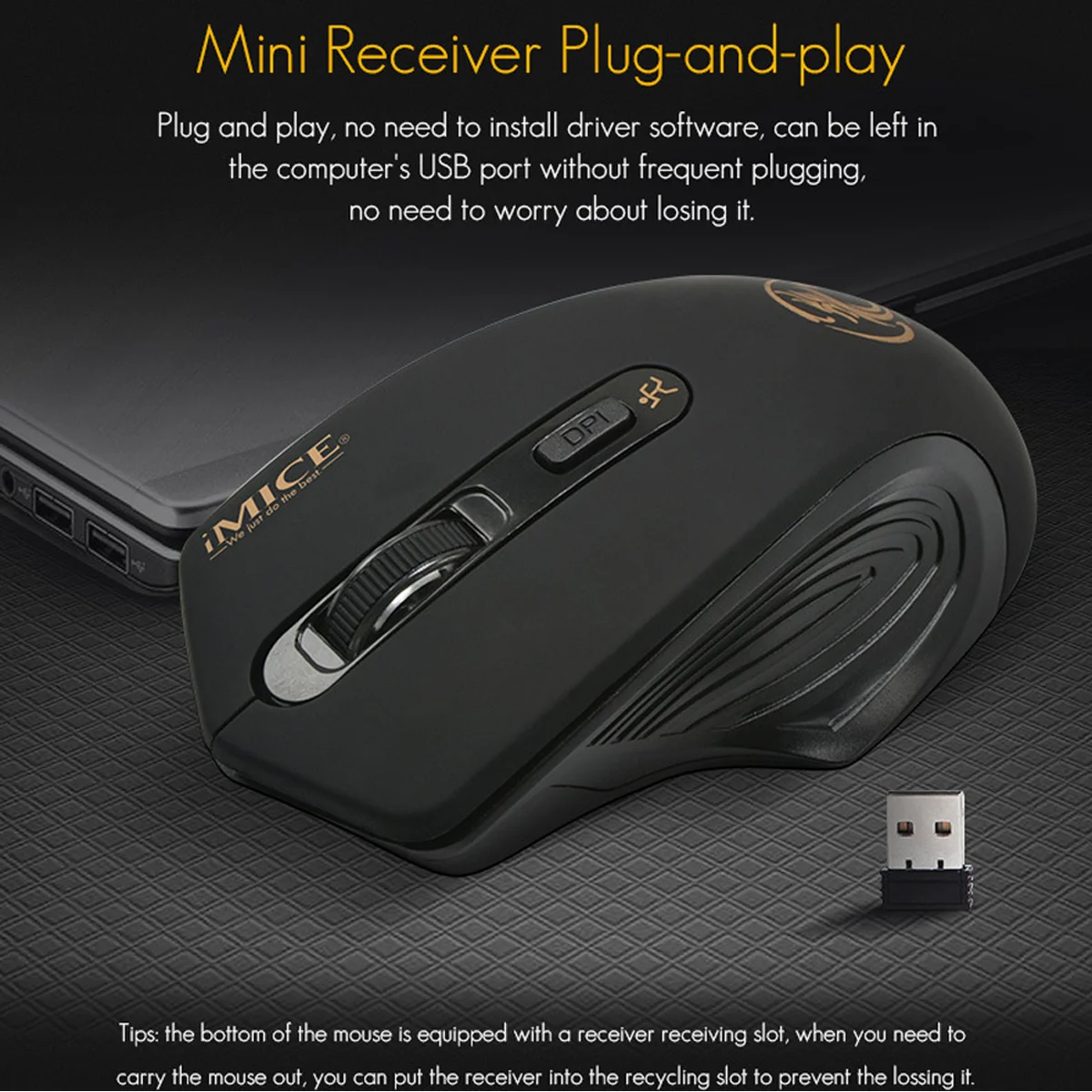 Беспроводная USB-мышь IMICE, 2,4G, 4 кнопки, регулируемая чувствительность (art.: 3920c76b7affb) - 3920c76b7affb