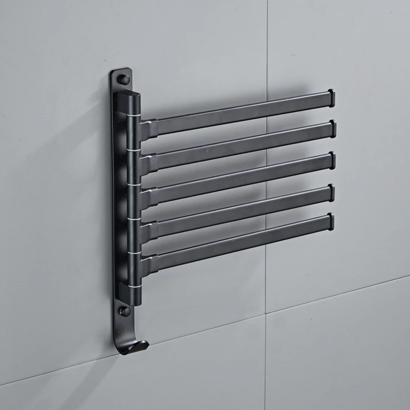 

Bathroom Towel Rack Rotatable Towel Holder 2/3/4/5-Bar Towel Hanger Kitchen Shelf Paper Hanging Wall Mounted Bathroom Shelf