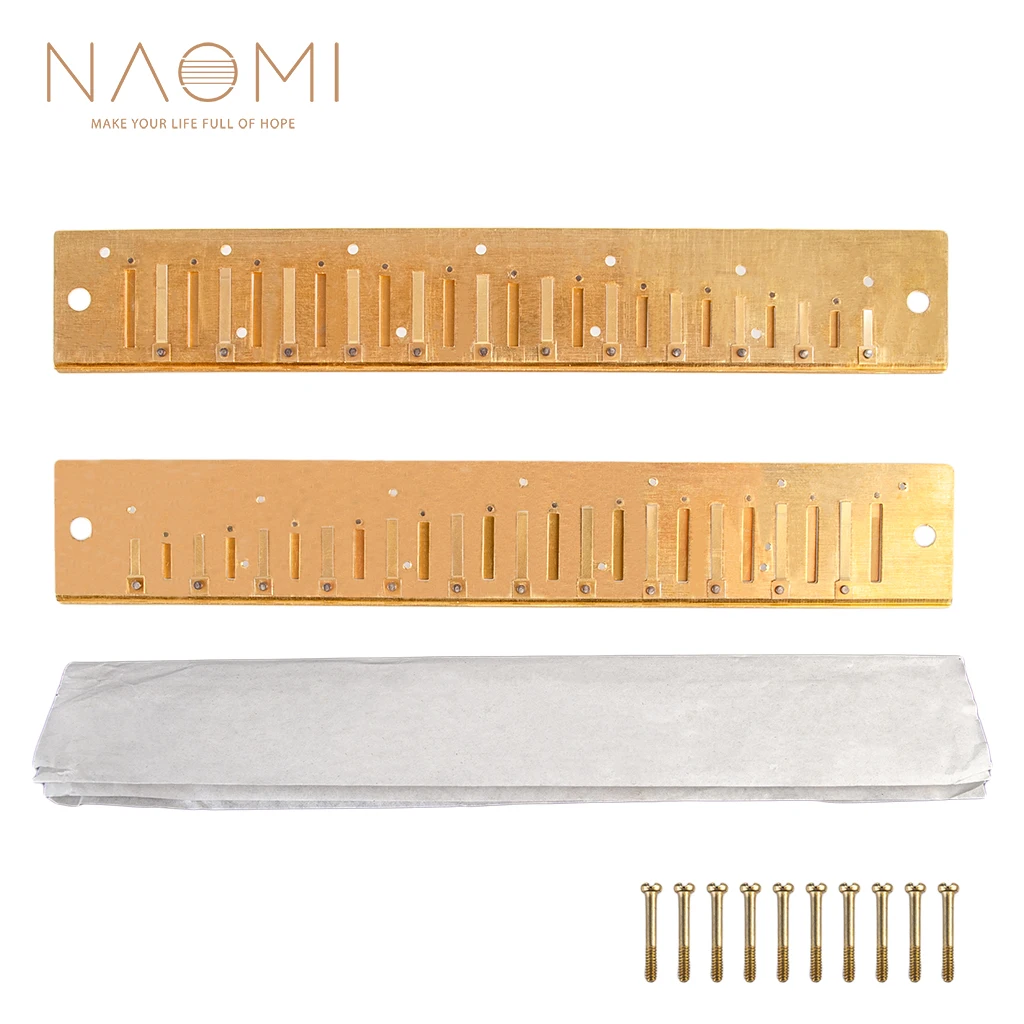 

NAOMI 2PCS Harmonica Reed Plates 24 Holes Brass Cover Plates For Swan QiMei Suzuki C Tone With Screws