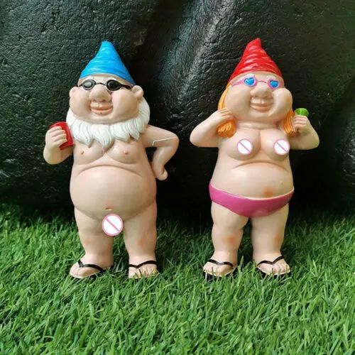 

1 Pair Garden Gnomes Nude Statuary Naughty Statue Naked Funny Gift Statue Decor Gift Nudist Decor Resin Crafts DIY Ornaments