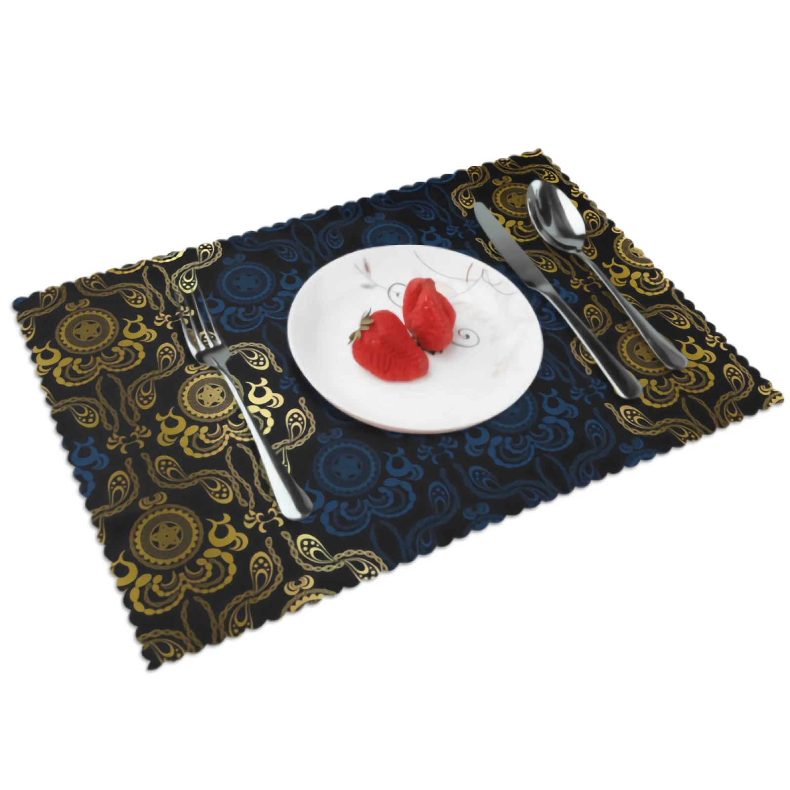 

Mandala Placemats Blue and Gold Elegant Retro Placemat Set of 4 Heat-Resisting Non Slip Table Mats