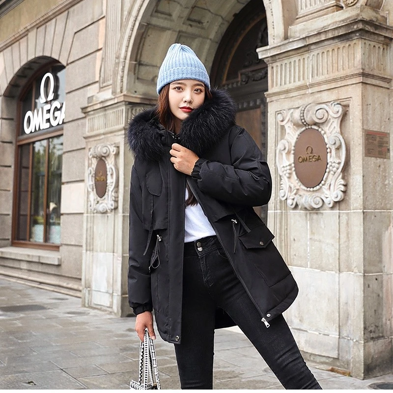 Winter Jacket Women 2022 Warm Thick Down Cotton Parka Mujer Casual Slim Black Overcoat Hooded Winter Coat Female Clothing