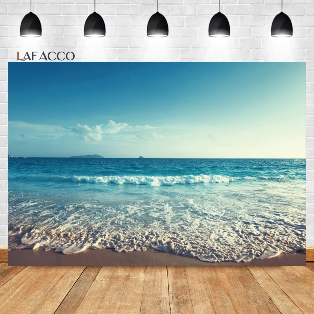 

Laeacco Seaside Beach Backdrop Sunrise Sea Wave Clouds Outdoor Scenery Wedding Adult Personal Portrait Photography Background