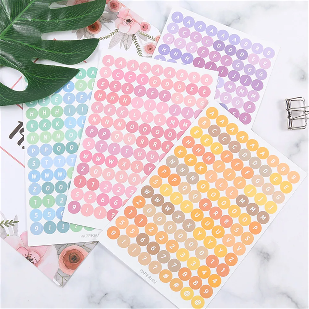 

4sheets Colorful Numbers Letter Alphabet Sticker Cute Love Stickers DIY Planner Notebook Journaling Decorations Stationery