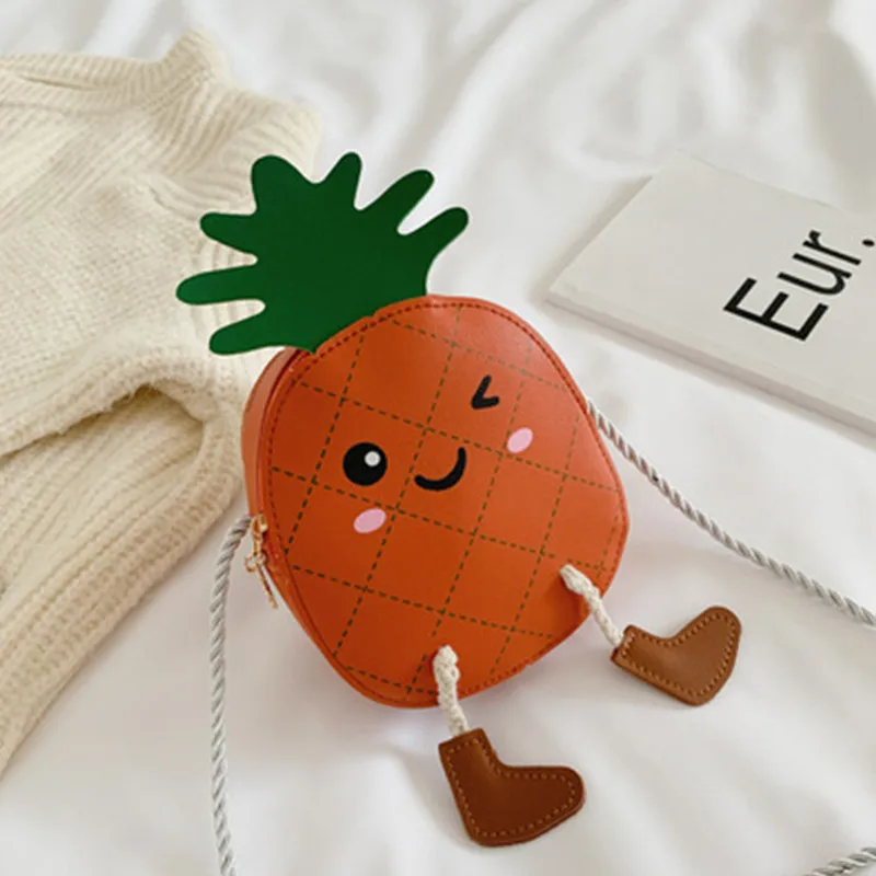 

5 Color Mini Pineapple Bag Crossbody Bags PU Leather Cartoon Shoulder Bag Cute Accessories Coin Purse Small Bag Zipper Closur