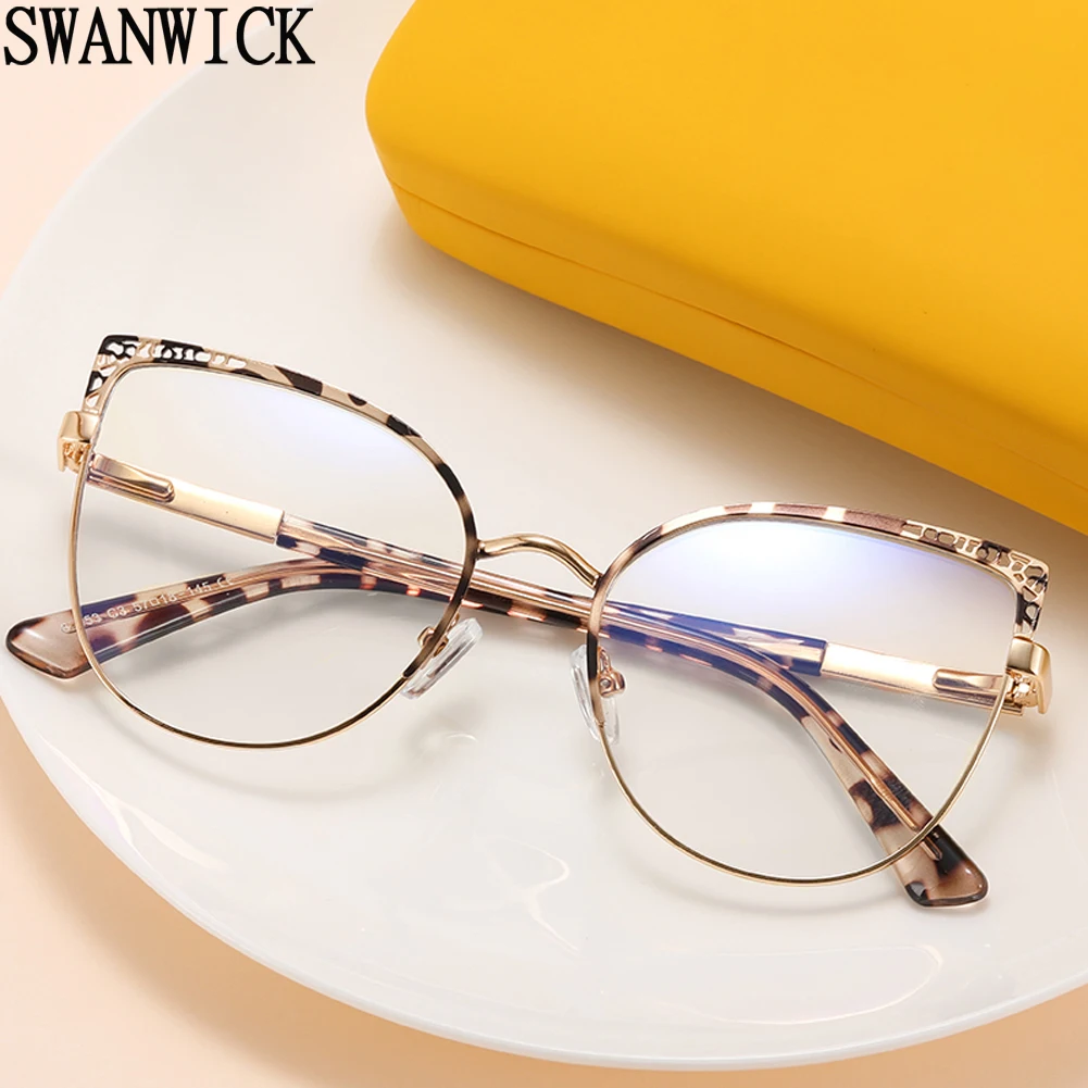 

Женские большие очки Swanwick в оправе, женские прозрачные линзы с защитой от синего света, цвет Леопардовый, белый, Лидер продаж