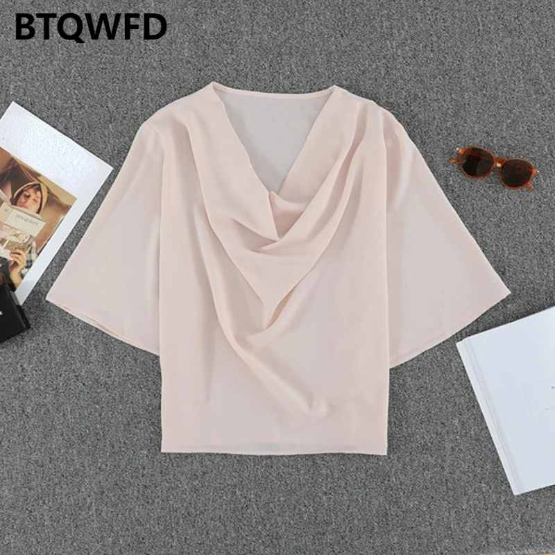 

Женская свободная футболка с V-образным вырезом и коротким рукавом